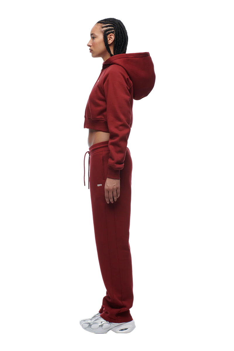 WMNS CROPPED ZIP HOODIE WINE RED